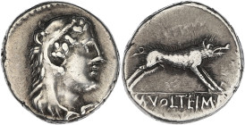 RÉPUBLIQUE ROMAINE
Volteia, Marcus Volteius. Denier 78 av. J.-C., Rome. RRC.385/2 ; Argent - 3,88 g - 17,5 mm - 6 h
Avec une ancienne étiquette de col...