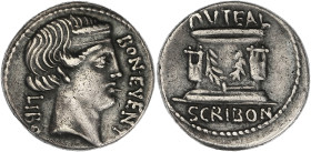 RÉPUBLIQUE ROMAINE
Scribonia, Lucius Scribonius Libo. Denier 62 av. J.-C., Rome. RRC.416/1a ; Argent - 3,96 g - 18,5 mm - 6 h
Avec une ancienne étique...