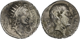 RÉPUBLIQUE ROMAINE
Coelia, Caius Cœlius Caldus. Denier 51 av. J.-C., Rome. RRC.437/1a ; Argent - 2,29 g - 18 mm - 1 h
Rare. TB à TTB.