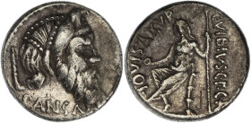 RÉPUBLIQUE ROMAINE
Caius Vibius Pansa. Denier 48 av. J.-C., Rome. RRC.449/1c ; Argent - 3,75 g - 17,5 mm - 5 h
Avec une ancienne étiquette de collecti...