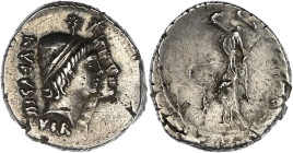 RÉPUBLIQUE ROMAINE
Cordia, Manius Cordius Rufus. Denier 46 av. J.-C., Rome. RRC.463/1b ; Argent - 3,66 g - 18 mm - 12 h
Avec une ancienne étiquette de...