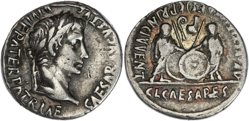 EMPIRE ROMAIN
Auguste (27 av. J.-C. - 14 ap. J.-C.). Denier 7-6 av. J.-C., Lyon....