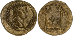 EMPIRE ROMAIN
Auguste (27 av. J.-C. - 14 ap. J.-C.). Semis 10-14, Lyon. RIC.231 ; Bronze - 5,09 g - 20,5 mm - 2 h
De remarquable qualité. Superbe.