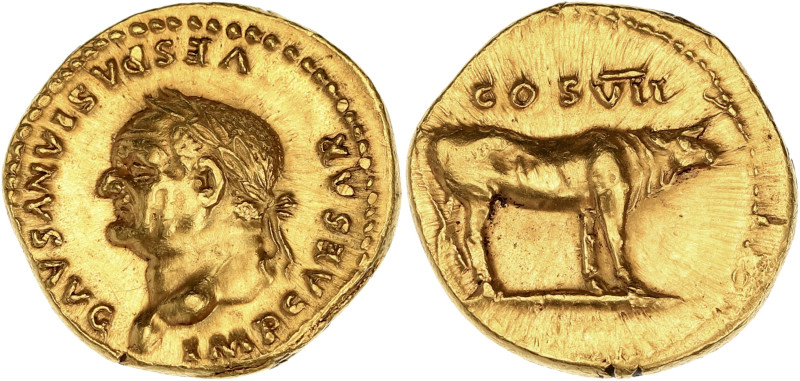 EMPIRE ROMAIN
Vespasien (69-79). Aureus 76, Rome. Calicó 621 - RIC.842 ; Or - 7,...