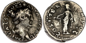 EMPIRE ROMAIN
Vespasien (69-79). Denier 69-71, Rome. RIC.11 ; Argent - 3,12 g - 18 mm - 6 h
Rare. TB à TTB.