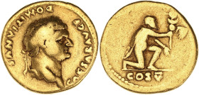 EMPIRE ROMAIN
Domitien (81-96). Aureus 77-78, Rome. C.48 - RIC.959 ; Or - 6,90 g - 18,5 mm - 6 h
TB.