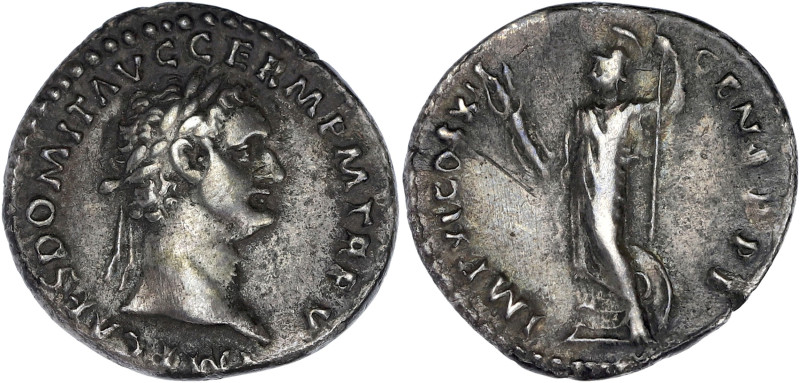 EMPIRE ROMAIN
Domitien (81-96). Denier 85-86, Rome. C.193 - RIC.75 ; Argent - 3,...