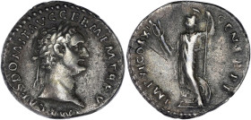 EMPIRE ROMAIN
Domitien (81-96). Denier 85-86, Rome. C.193 - RIC.75 ; Argent - 3,26 g - 19 mm - 6 h
TTB.