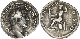 EMPIRE ROMAIN
Hadrien (117-138). Denier 121-123, Rome. RIC.544 ; Argent - 3,01 g - 18 mm - 6 h
Avec une ancienne étiquette de collection. TB.
