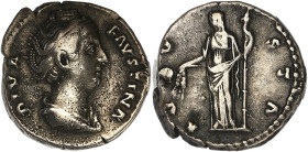 EMPIRE ROMAIN
Faustine mère (138-141). Denier 147, Rome. RIC.360 ; Argent - 3,36 g - 17 mm - 6 h
Avec une ancienne étiquette de collection. TB à TTB....