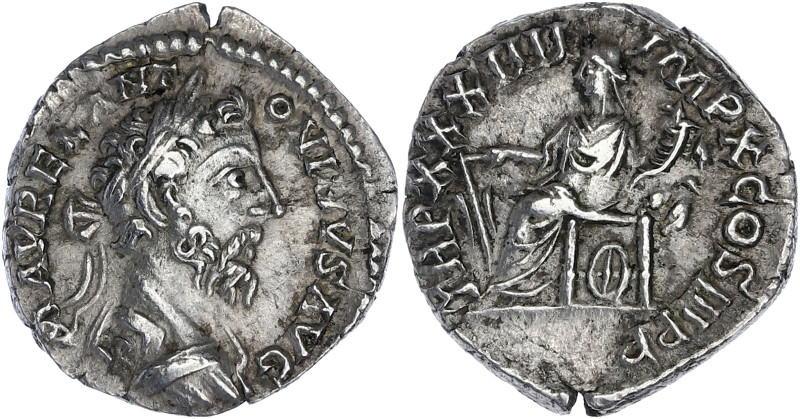 EMPIRE ROMAIN
Marc Aurèle (161-180). Denier 180, Rome. RIC.409 v. ; Argent - 2,7...