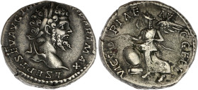 EMPIRE ROMAIN
Septime Sévère (193-211). Denier 198, Laodicée ad Mare. RIC.144b ; Argent - 3,12 g - 17 mm - 6 h
TTB.