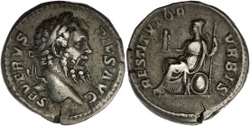 EMPIRE ROMAIN
Septime Sévère (193-211). Denier 202, Rome. RIC.288 ; Argent - 3,24 g - 19 mm - 12 h
TTB.