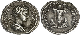 EMPIRE ROMAIN
Caracalla (198-217). Denier 201, Rome. RIC.54b ; Argent - 2,89 g - 17,5 mm - 6 h
Avec une ancienne étiquette de collection. TTB.