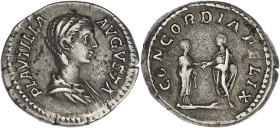EMPIRE ROMAIN
Plautille (202-211). Denier 202, Rome. RIC.365 ; Argent - 3,34 g - 18 mm - 6 h
Avec une ancienne étiquette de collection. TTB.