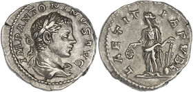 EMPIRE ROMAIN
Élagabale (218-222). Denier 219-220, Rome. RIC.95 ; Argent - 3,1 g - 18,5 mm - 12 h
Avec une ancienne étiquette de collection. TTB.