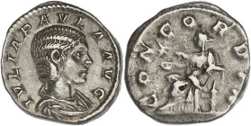 EMPIRE ROMAIN
Julia Paula (219-220). Denier 220, Antioche. RIC.211 ; Argent - 3,35 g - 18 mm - 12 h
Avec une ancienne étiquette de collection. TTB / T...