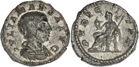 EMPIRE ROMAIN
Julia Maesa (218-225). Denier 221-222, Rome. RIC.268 ; Argent - 3,23 g - 19,5 mm - 12 h
Avec une ancienne étiquette de collection. Super...