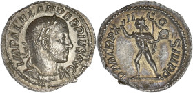 EMPIRE ROMAIN
Alexandre Sévère (222-235). Denier 233, Rome. C.440 - RIC.120c ; Argent - 2,95 g - 19,5 mm - 12 h
Superbe à Fleur de coin.