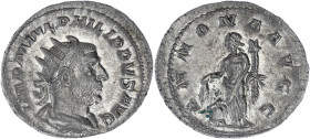 EMPIRE ROMAIN
Philippe Ier (244-249). Antoninien 247, Rome. C.25 - RIC.28c ; Billon - 4,74 g - 21,5 mm - 12 h
Superbe à Fleur de coin.