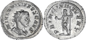 EMPIRE ROMAIN
Philippe II (247-249). Antoninien 246, Rome. C.57 - RIC.219d ; Billon - 3,91 g - 22 mm - 7 h
Superbe.