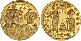 EMPIRE BYZANTIN
Constant II (641-668). Solidus ND (659-668), Constantinople, 2e officine. BC.964 ; Or - 4,43 g - 20 mm - 6 h
Officine B. Superbe.