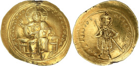 EMPIRE BYZANTIN
Isaac Ier Comnène (1057-1059). Histaménon nomisma ND, Constantinople. BC.1843 ; Or - 4,28 g - 22 mm - 6 h
Trace de bélière démontée. D...