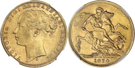 AUSTRALIE
Victoria (1837-1901). Souverain 1874, S, Sydney. Fr.11 ; Or - 7,98 g - 22 mm - 6 h
NGC AU 58 (6630751-030). Superbe.