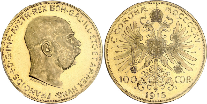 AUTRICHE
François-Joseph Ier (1848-1916). 100 corona 1915. Fr.507R ; Or - 33,87 ...