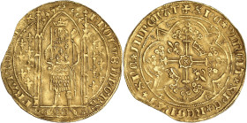 FRANCE / CAPÉTIENS
Charles V (1364-1380). Franc à pied ND (1365). Dy.360 - Fr.284 ; Or - 3,65 g - 28 mm - 8 h
Flan irrégulier sinon TB à TTB.
