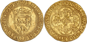 FRANCE / CAPÉTIENS
Charles VI (1380-1422). Écu d’or à la couronne, 1ère émission ND (1385). Dy.369 - Fr.291 ; Or - 4,04 g - 29 mm - 6 h
Ponctuation pa...