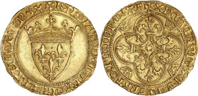 FRANCE / CAPÉTIENS
Charles VII (1422-1461). Écu d’or à la couronne 1er type, 3e émission ND (1424), Toulouse. Dy.453B - Fr.306 ; Or - 3,83 g - 29 mm -...
