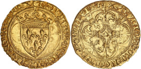 FRANCE / CAPÉTIENS
Charles VII (1422-1461). Écu d’or à la couronne 1er type, 3e émission ND (1424), Toulouse. Dy.453B - Fr.306 ; Or - 3,80 g - 30 mm -...