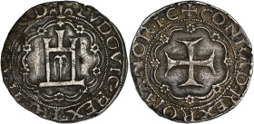 FRANCE / CAPÉTIENS
Louis XII (1498-1514). Teston d’argent ou lire ND (1499-1507), Gênes. Dy.742 - MIR.147 ; Argent - 8,34 g - 27 mm - 8 h
Bel exemplai...