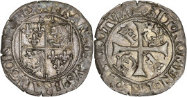 FRANCE / CAPÉTIENS
François Ier (1515-1547). Grand blanc du Dauphiné 7e type ND, Grenoble. Dy.849 - G.232 ; Billon - 2,39 g - 25 mm - 6 h
Avec dauphin...