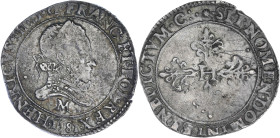 FRANCE / CAPÉTIENS
Henri III (1574-1589). Franc au col plat 1581, M, Toulouse. Dy.1130A - G.497 ; Argent - 13,86 g - 35 mm - 7 h
TB.