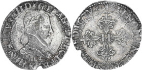 FRANCE / CAPÉTIENS
Henri III (1574-1589). Franc au col plat 1584, K, Bordeaux. Dy.1130A - G.497 ; Argent - 14,04 g - 33 mm - 5 h
De très belle qualité...