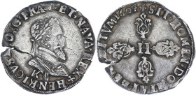 FRANCE / CAPÉTIENS
Henri IV (1589-1610). Demi-franc 1604, K, Bordeaux. Dy.1212 - G.590 (R2) ; Argent - 6,97 g - 28 mm - 7 h
Flan éclaté à la frappe ma...