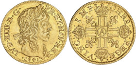 FRANCE / CAPÉTIENS
Louis XIII (1610-1643). Louis d’or 1641, A, Paris. Dy.1298 - G.58 - Fr.410 ; Or - 6,71 g - 24 mm - 6 h
Bel exemplaire. Superbe.