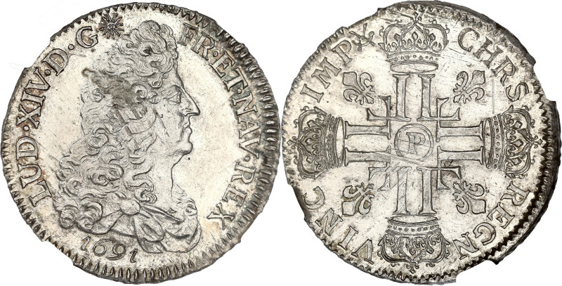 FRANCE / CAPÉTIENS
Louis XIV (1643-1715). Écu aux huit L, 1er type, flan neuf 16...