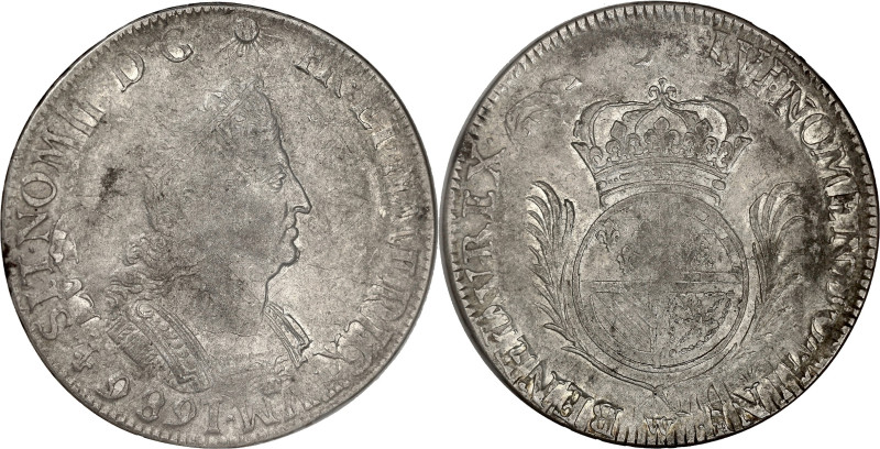 FRANCE / CAPÉTIENS
Louis XIV (1643-1715). Écu de Flandre aux palmes 1693, W, Lil...