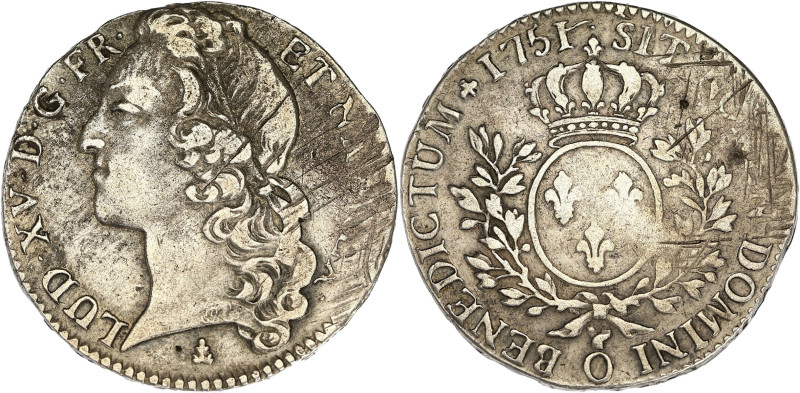 FRANCE / CAPÉTIENS
Louis XV (1715-1774). Demi-écu au bandeau 1751, O, Riom. Dy.1...