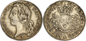 FRANCE / CAPÉTIENS
Louis XV (1715-1774). Cinquième d’écu au bandeau 1741, AA, Metz. Dy.1682 - G.314 ; Argent - 5,89 g - 25,5 mm - 6 h
TTB.