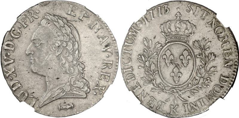 FRANCE / CAPÉTIENS
Louis XV (1715-1774). Écu dit à la vieille tête 1773/2 ?, K, ...