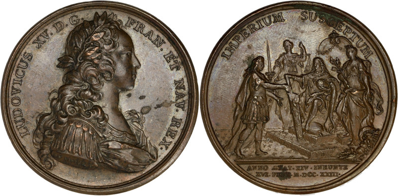 FRANCE / CAPÉTIENS
Louis XV (1715-1774). Médaille, la Majorité du Roi le 15 févr...