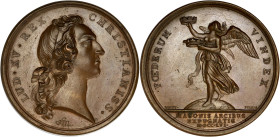 FRANCE / CAPÉTIENS
Louis XV (1715-1774). Médaille de la prise de Port-Mahon 1756. Divo.156 ; Bronze - 32 g - 41 mm - 12 h
Superbe.