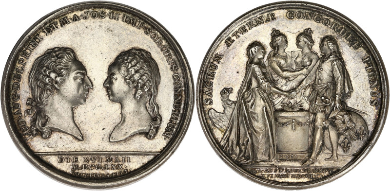 FRANCE / CAPÉTIENS
Louis XV (1715-1774). Médaille commémorant le mariage du Daup...
