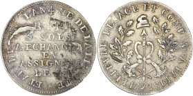 FRANCE / CAPÉTIENS
Constitution (1791-1792). Monnaie de confiance de 5 sols Lefèvre Lesage et Cie 1792, Paris. VG.316 ; Argent - 0,6 g - 17 mm - 6 h
T...