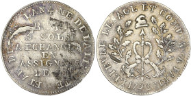 FRANCE / CAPÉTIENS
Constitution (1791-1792). Monnaie de confiance de 5 sols Lefèvre Lesage et Cie 1792, Paris. VG.316 ; Argent - 0,6 g - 17 mm - 6 h
T...