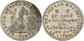 FRANCE / CAPÉTIENS
Constitution (1791-1792). Monnaie de confiance de 10 sols Lefèvre Lesage et Cie 1792, Paris. VG.311 ; Argent - 1,57 g - 20,5 mm - 1...